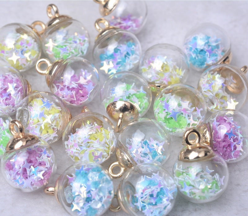 Wholesale 20pcs Alloy Glass Acrylic Small Ball Pendant DIY Handmade Jewelry Bulk Accessories Earring Accessories Key Case Pendant